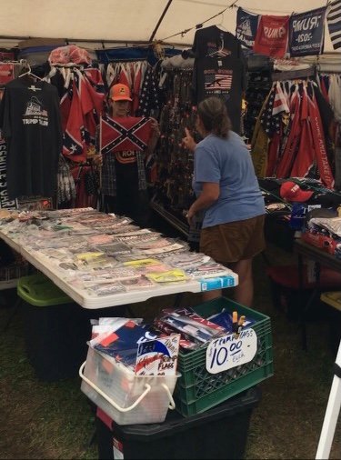 Replica Confederate flags and merchandise were sold at the Delaware County Fair in 2021.